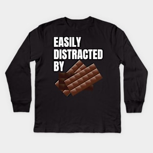 Easily Distracted By Chocolate Kids Long Sleeve T-Shirt